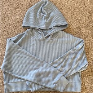 ALO Yoga Gray Cropped Muse Boxy Hoodie